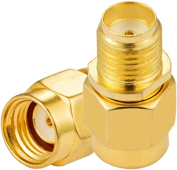 POBADY SMA RP-SMA Adapter SMA Female to RP-SMA Male Adapter RF Coaxial Coax Straight Adapter Gold Plated for WiFi Antenne Router 2G 3G 4G Wireless WLAN Network 2 Pcs