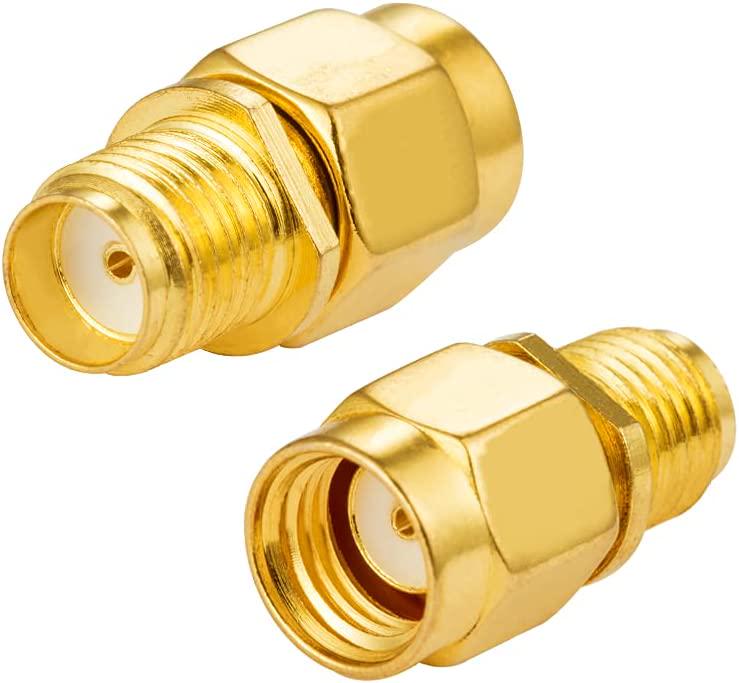 POBADY SMA RP-SMA Adapter SMA Female to RP-SMA Male Adapter RF Coaxial Coax Straight Adapter Gold Plated for WiFi Antenne Router 2G 3G 4G Wireless WLAN Network 2 Pcs