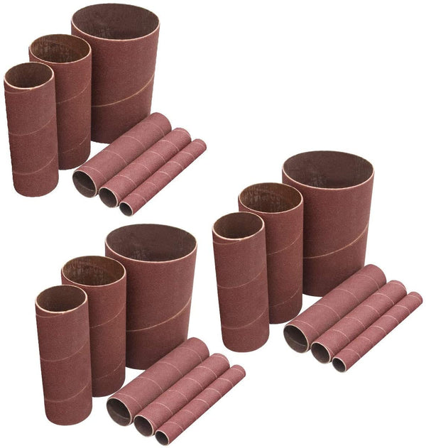 POWERTEC 11240 4.5 Inch Sanding Sleeves for Spindle Sander in 6 Sizes with Assorted Grits 80, 120, 240 | Aluminum Oxide Sandpaper Sanding Sleeve Assortment in Dia. 1/2, 3/4, 1, 1-1/2, 2 and 3-18 PK