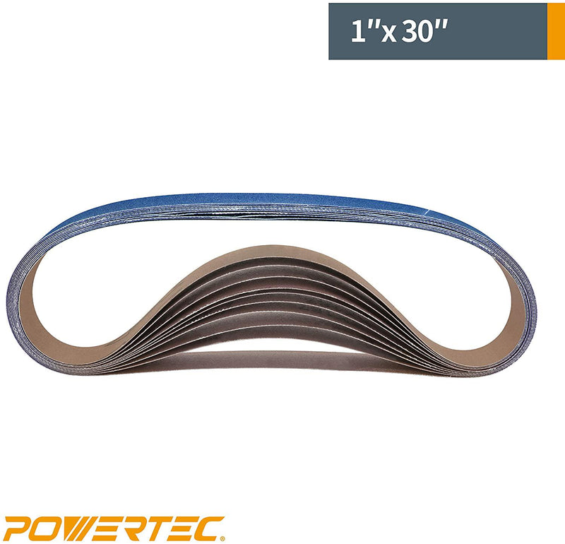 POWERTEC 413012Z-6 1 x 30 Sanding Belts, 120 Grit Zirconia Metal Grinding Sand Paper 6 Pack