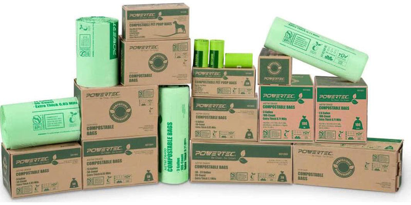 POWERTEC 651016 ASTM D6400 100% Compostable Bags, 2.6 Gallon, 400 Count, Extra Thick 0.71 Mils (651001x4 PK)