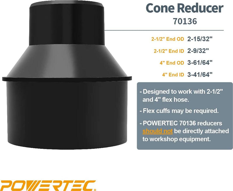 POWERTEC 70136 4-Inch to 2-1/2 Inch Cone Reducer
