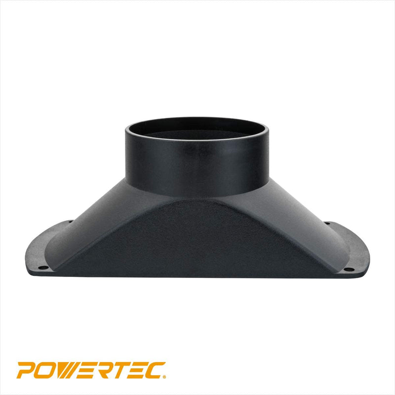 POWERTEC 70150 Rectangular Dust Hood Collector ABS Plastic, 4 Inch OD Attachment for Woodworking Dust Collection Hose and Fittings