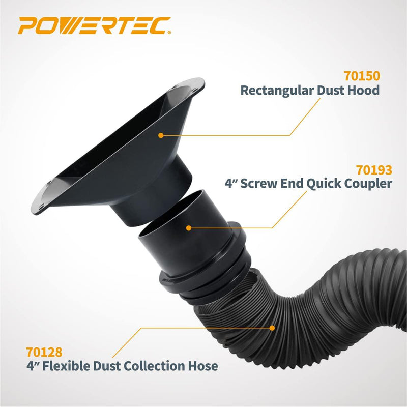 POWERTEC 70207 4 Inch Flexible Dust Collection Hose and Fittings Kit