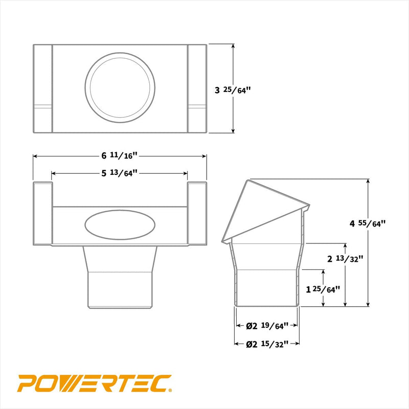 POWERTEC 70288 Router Table Dust Port Dust Collection Hose 2-1/2 inch Connector
