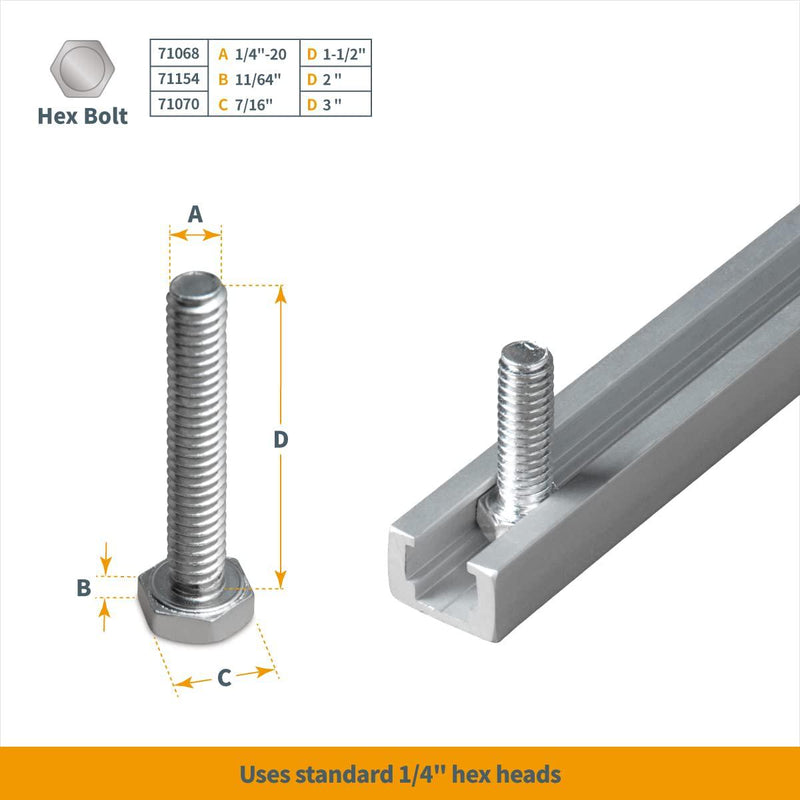 POWERTEC 71374 Aluminum T-Track 18 Inch Heavy Duty | Specialized T Slot Track Mounting for 1/4 -20 Hex Bolt