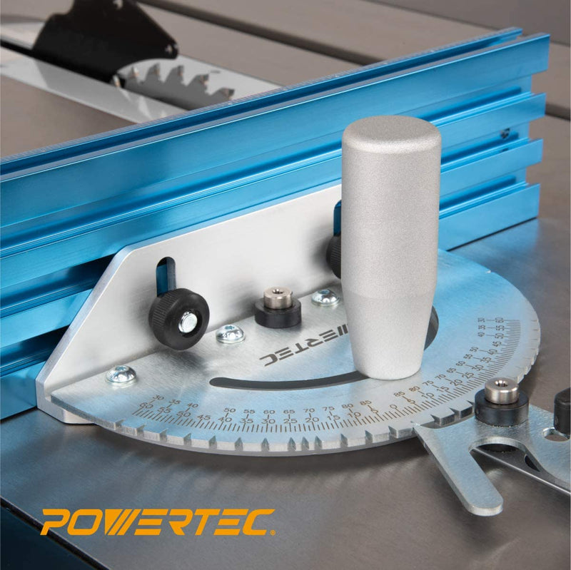 POWERTEC 71391 Table Saw Precision Miter Gauge System 24 x 3 multi track fence with 27 Angle Stops