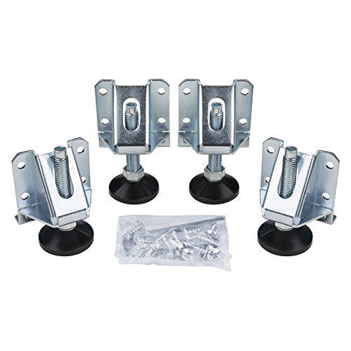 POWERTEC POWERTEC 71136 Heavy Duty Leg Leveler Kit | 4 Pack | Leveler Legs with Installation Screws and Lock Nuts for Cabinets Furniture Shelves Tables, 71136