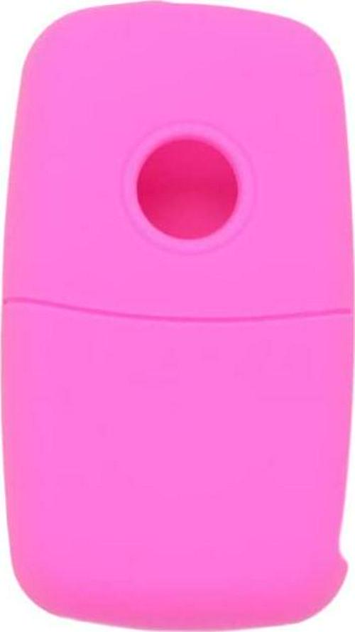 (Pink) - Fassport Silicone Cover Skin Jacket fit for Volkswagen SEAT Skoda 3 Button Flip Remote Key CV9800 Pink