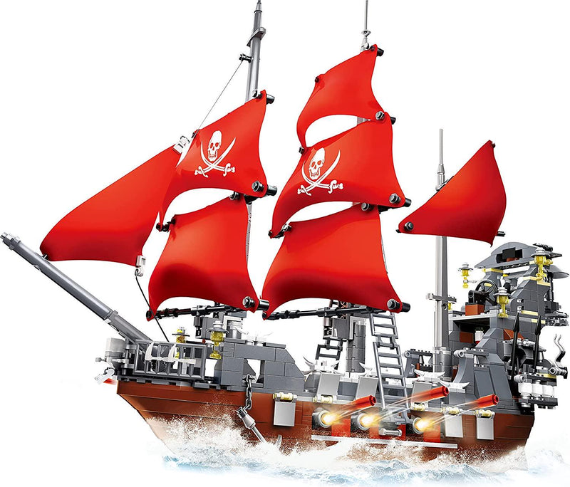 Pirate Ship Building Block Set (1,123 Pieces) Pirate Ship Model for Kids and Adults