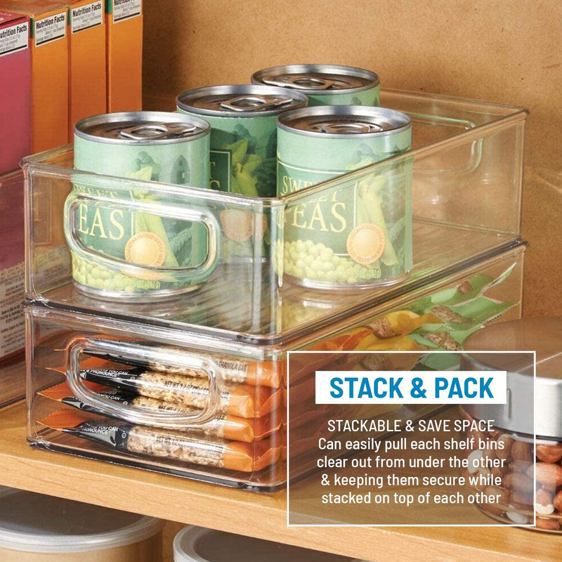 Plastic Bin Storage - Clear Bins for Fridge, Freezer, Office, Garage or Pantry Storage | Stackable Storage Containers - BPA Free and Eco Friendly | Easy Wash and Ultra Durable | Large and Small (Small (Pack of 4))