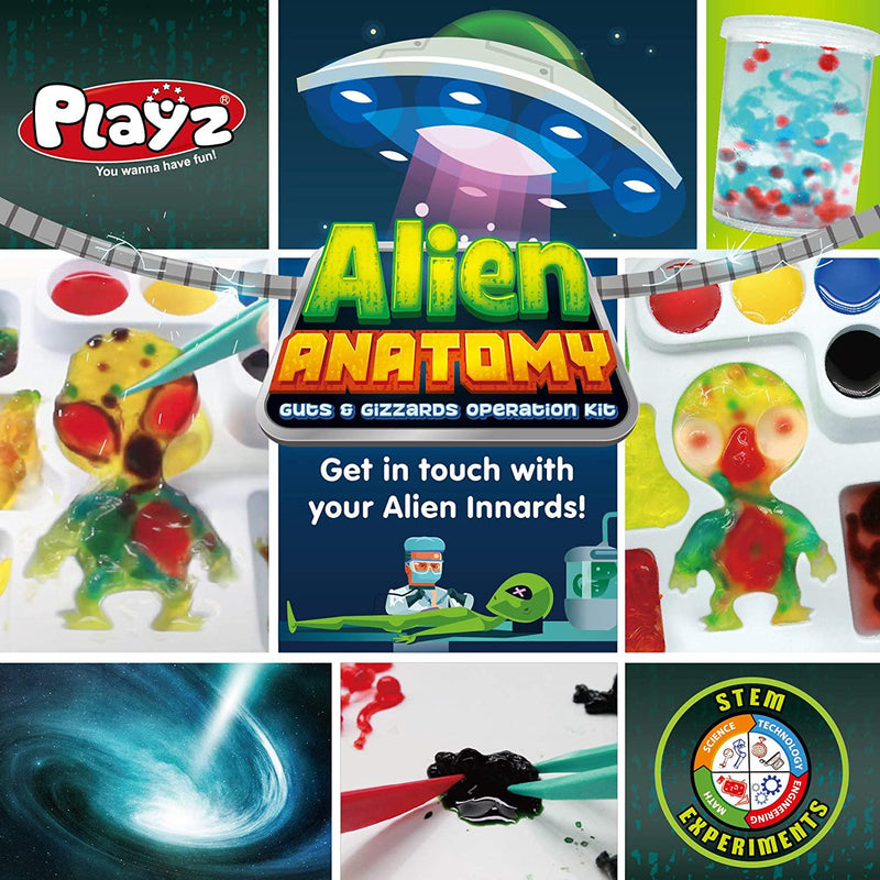 Playz Alien Anatomy Guts and Gizzards Operation Science Kit - 25+ Tools to Make Alien Body Parts and Slime, Extract Yucky Guts, and Create Catalytic Bath for Boys, Girls, Teenagers, and Kids