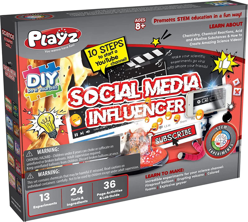 Playz Social Media Influencer Kit for Kids - Learn to Be a YouTube Star Using Science Experiments and Projects That go Viral!