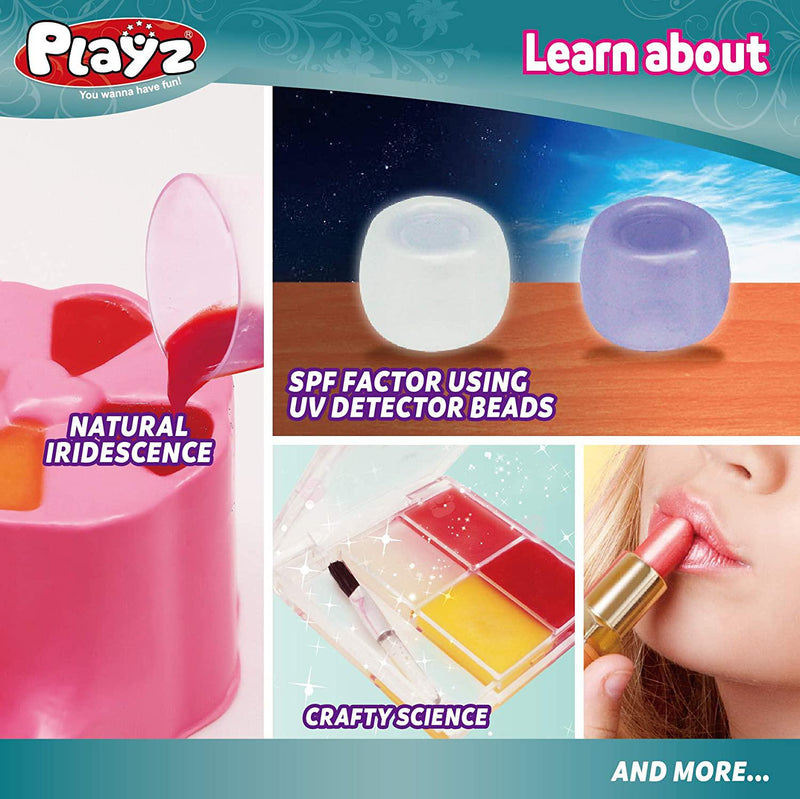 Playz Yummy Lip Balm Science Experiments Arts and Craft Kit - 26+ Tools to Make Fruity Lipstick, Shimmering Balms, and Solar Lip Screens w/ Tasty Ingredients for Girls, Boys, Teenagers and Kids Ages 8+