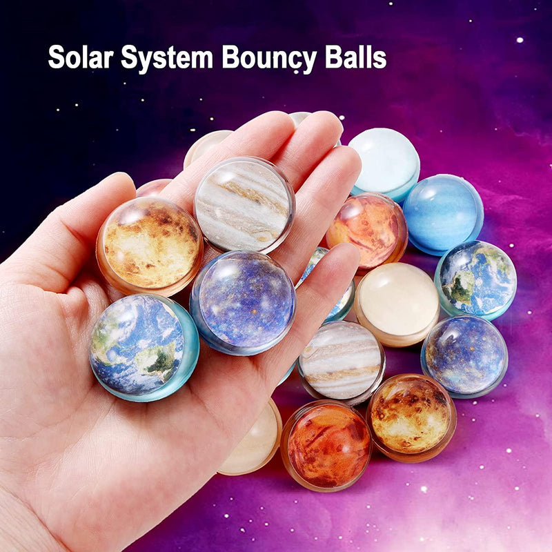 Pllieay 24PCS Bouncy Balls, 32mm Solar System Planets Theme Bouncy Balls for Kids Party Favors, Gift Bag Filling