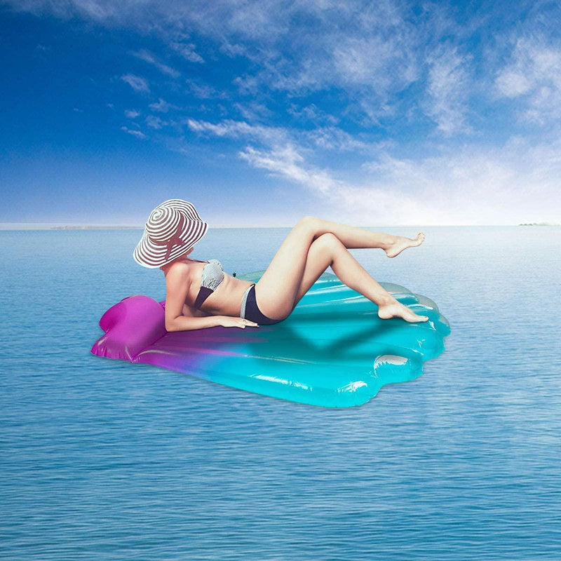 Pool Float for adults, Scallop Shape Swim Ring Air Chamber Water Tube Pool Raft Extra Thick Pool Toy Safty Pool Accessories for Kids/Adult(150x150x16cm)