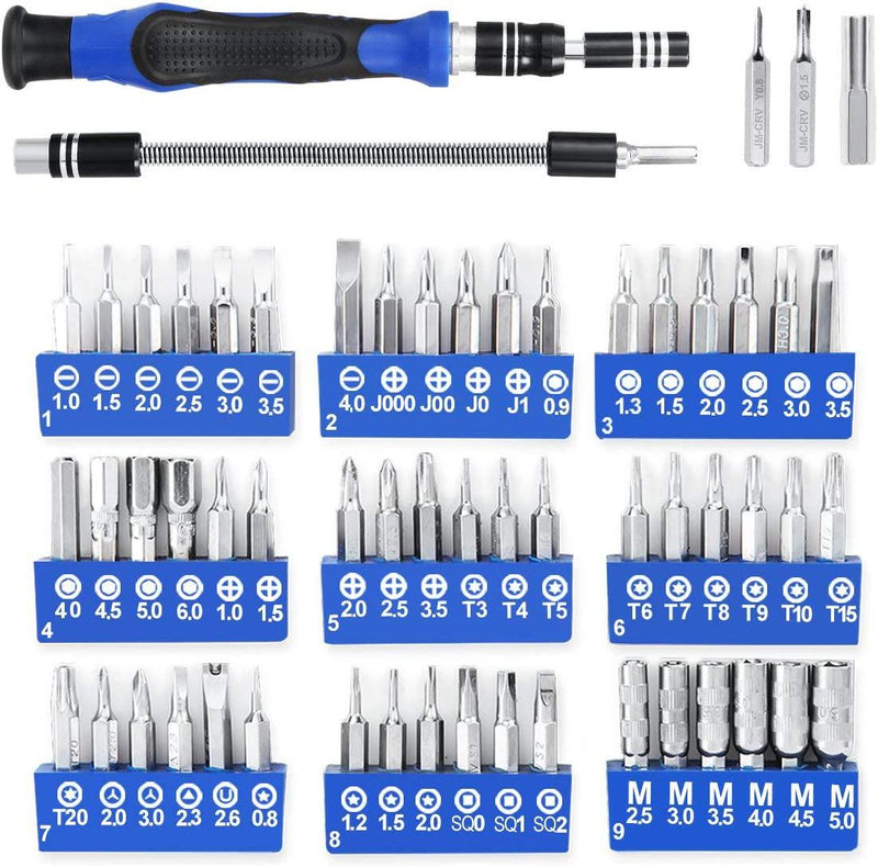 Precision Screwdriver Kit, 60 in 1 with 56 Bits Screwdriver Set, Magnetic Driver Kit with Flexible Shaft, Extension Rod for Mobile Phone, Smartphone, Game Console, Tablet, PC