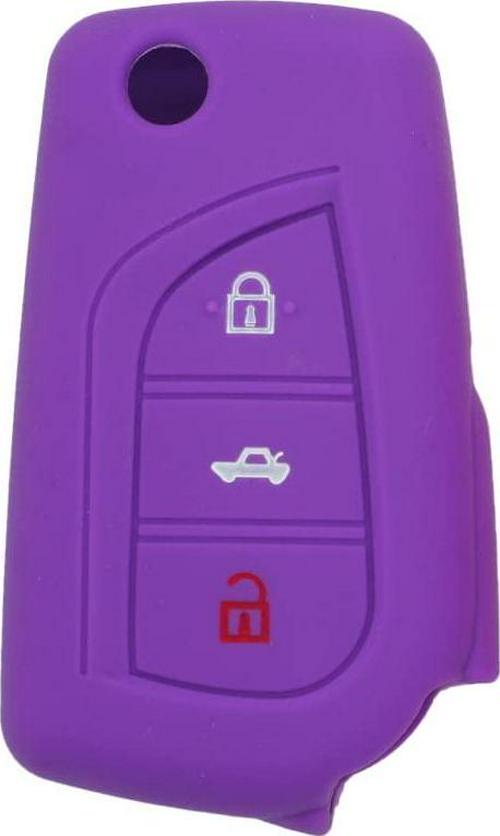 (Purple) - Fassport Silicone Cover Skin Jacket fit for Toyota 3 Button Flip Remote Key Hollow Texture CV9408 Purple