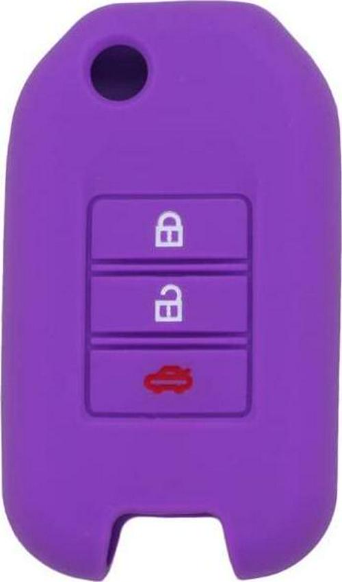 (Purple) - Fassport Silicone Cover Skin Jacket fit for Honda 3 Button Flip Remote Key CV9202 Purple