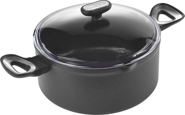 Pyrex 1454038 Origin + Induction Non-Stick Stewpot With Glass Lid, 28 Centimetres Black
