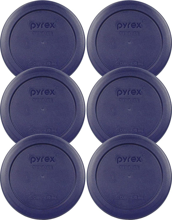 Pyrex 2 Cup Round Storage Cover #7200-PC for Glass Bowls (6, Blue)