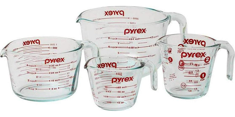 Pyrex 4-Piece Glass Measuring Cup Set with Large 8 Measuring Cup
