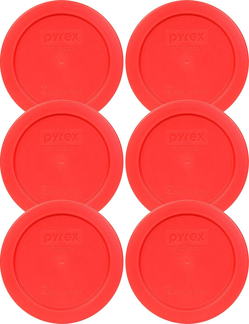 Pyrex 7200-PC Red Round 2 Cup Storage Lid for Glass Bowl (6, Red)