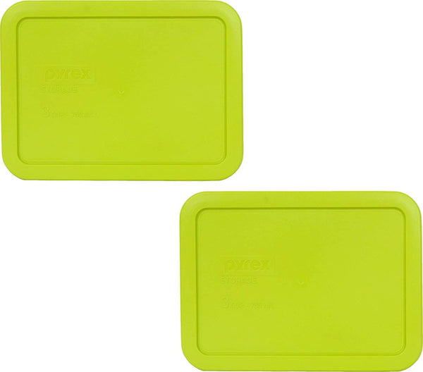 Pyrex 7210-PC 3 Cup Edamame Green Rectangle Plastic Food Storage Lid - 2 Pack