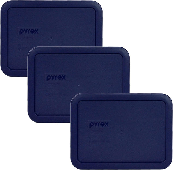 Pyrex 7210-PC Rectangle Dark Blue 3 Cup Storage Lid for Glass Dish (3, Dark Blue)