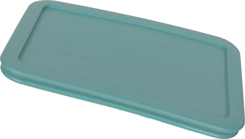 Pyrex Bundle - 4 Items: 7210-PC 3-Cup Turquoise Rectangle Plastic Food Storage Lids Made in the USA
