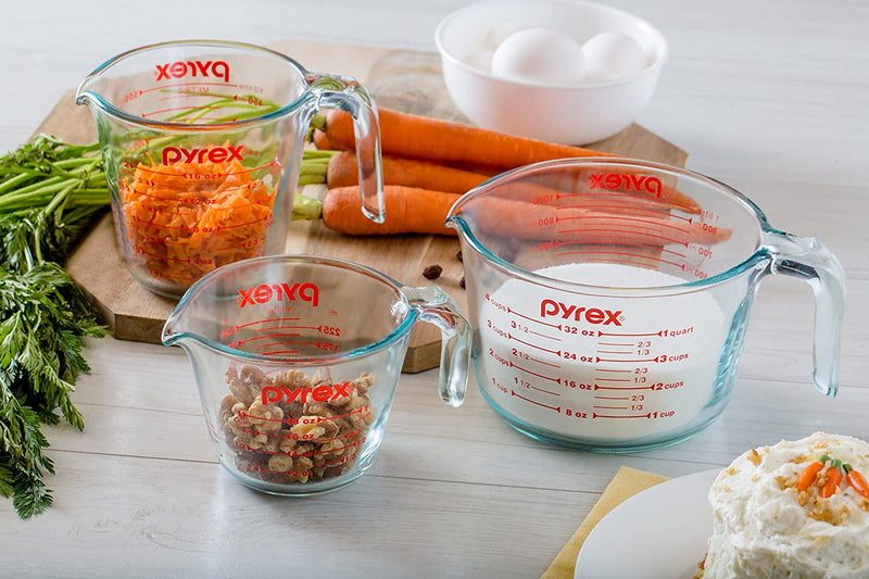 Pyrex Prepware 1-Quart Measuring Cup, Clear with Red Measurements