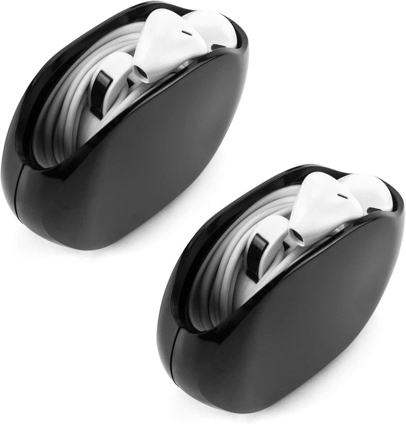 QWORK Automatic Portable Cable Winder, Retractable Cord Organizer for Earphone, USB Cable and Charging Cable, 2 Pack