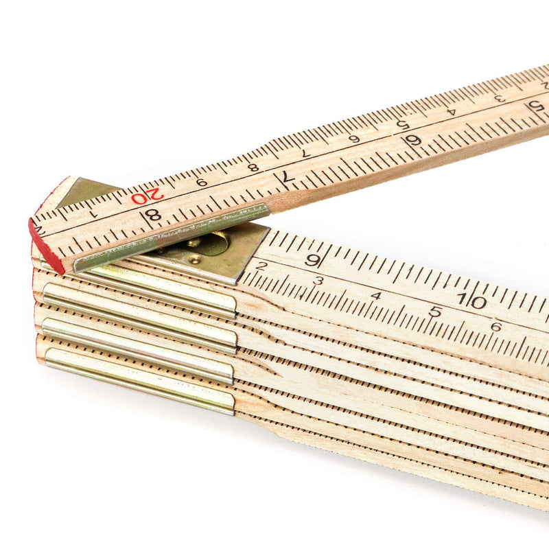 QWORK Folding Wood Rule, 6 FT 6 Inch Foldable Ruler with US and Metric Measurements for Carpenters