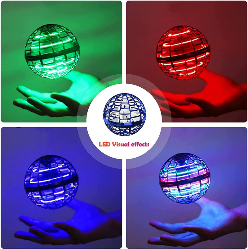 RAINBEAN Flying Orb- Flying Toys Drones Ball Play with Colorful LED Lights and Magic Tricks, Flying Spinner As Unique Gifts for Kids and Adult - Soft Elastic Safe for Playing Indoor and Outdoor(Red)