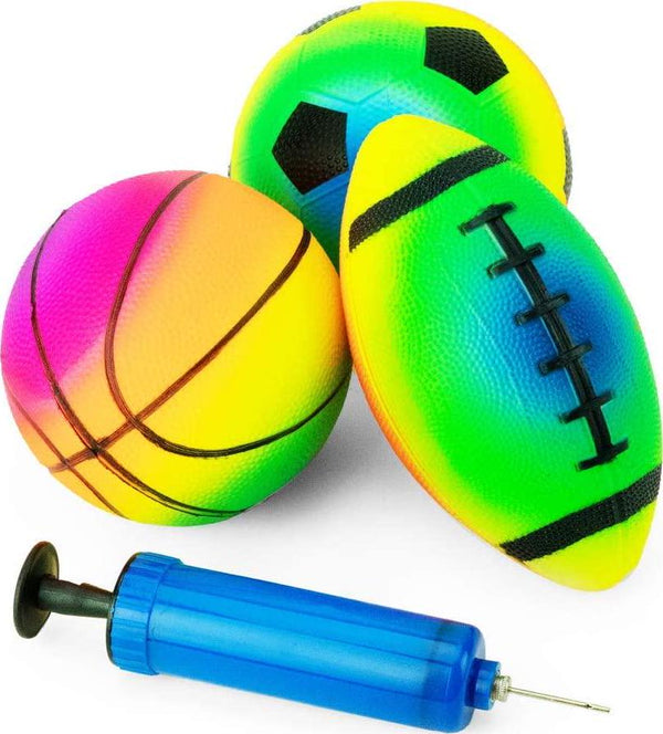 Rainbow Sports Balls with Pump