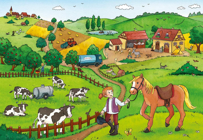Ravensburger 75607 Working on The Farm Puzzle 2x12pc,Children's Puzzles