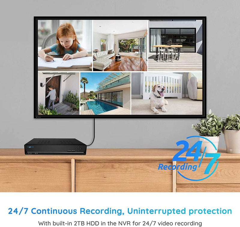 Reolink 4K Security Camera System, 4pcs H.265 4K PoE Security Cameras Wired  with Basic Person Vehicle Detection, 8MP/4K 8CH NVR with 2TB HDD for 24-7  Recording, RLK8-800D4-A 