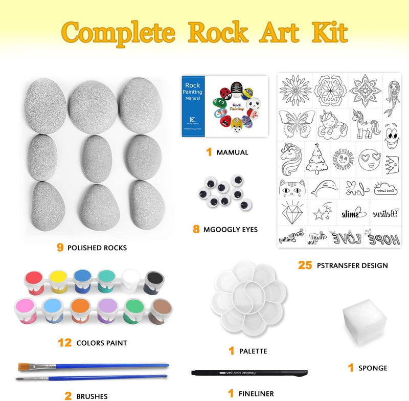  Rock Painting Kit for Kids - Arts and Crafts for Girls & Boys  Ages 6-12 - Craft Kits Art Set - Supplies for Painting Rocks - Best Tween  Paint Gift Ideas