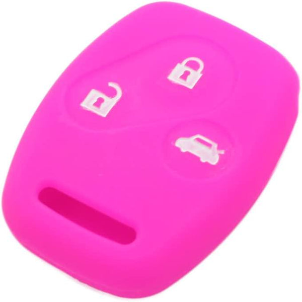 (Rose) - Fassport Silicone Cover Skin Jacket fit for Honda 3 Button Remote Key CV9201 Rose