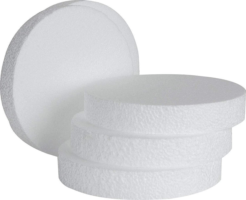 Round Craft Foam Disc 6 x 6 x 1 inch White EPS Foam Circle, 16 Pcs Bla