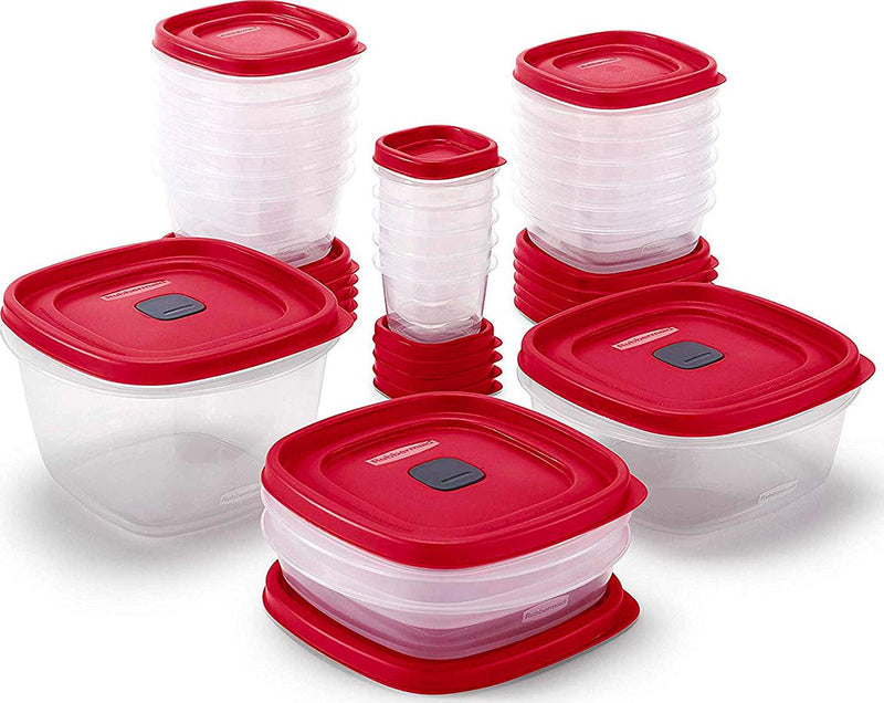 Rubbermaid Easy Find Vented Lids Food Storage Containers, Set of 30 (60  Pieces Total), Racer Red & Easy Find Lids Food Storage and Organization
