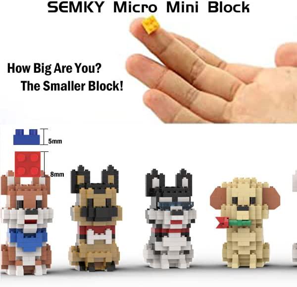 SEMKY Micro Mini Blocks Dog Series 8 in 1 Animal Model Set,(1616Pieces) -Building and Pet Toys Gifts for Kid and Adult