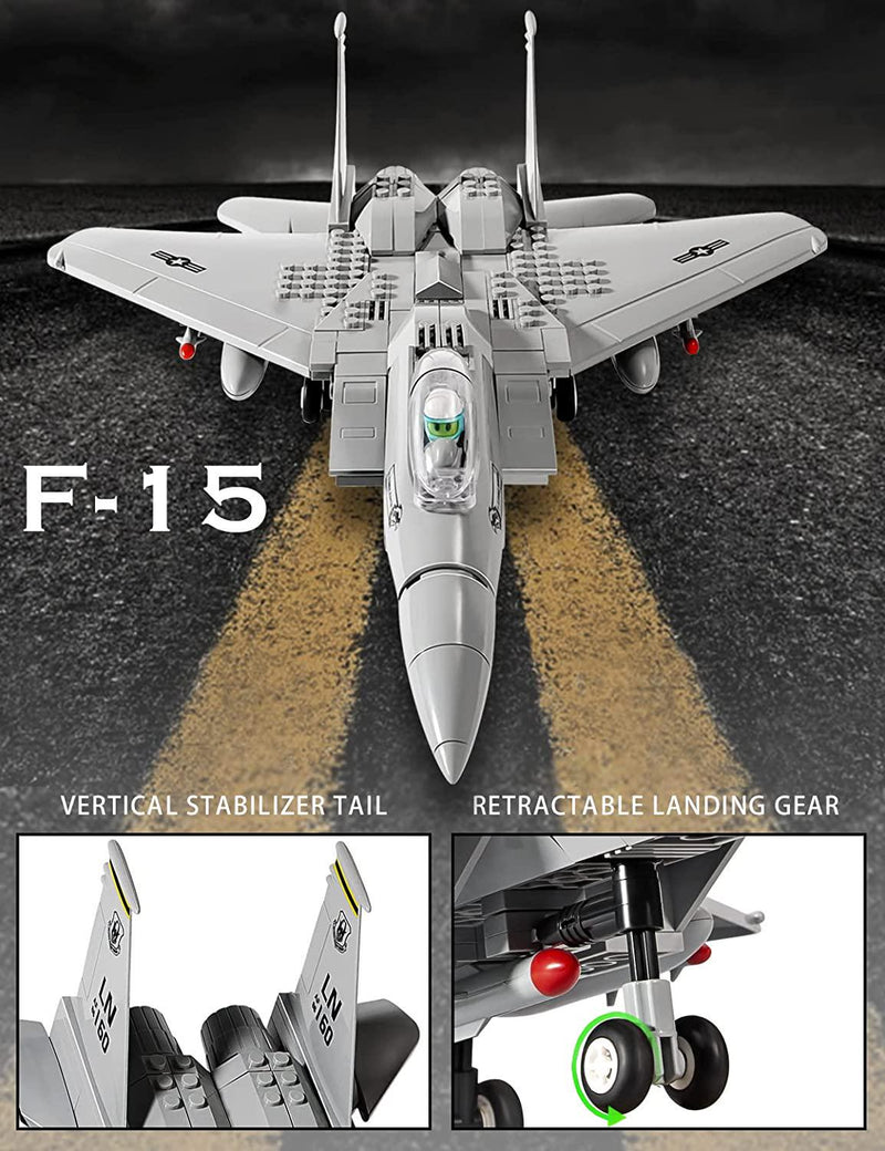 SEMKY Military F-15 Eagle Fighter Jet Air Force Building Block Set (262 Pieces) -Building and Military Toys Gifts for Military Fans and Kid