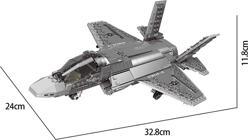 SEMKY Military Series F-35 Lightning II Fighter Jet Air Force Building Block Set (646 Pieces) -Building and Military Toys Gifts for Kid and Adult