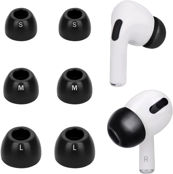 SOULWITÂ Memory Foam Ear Tips Replacement Compatible with AirPods Pro, 3 Pairs Noise Isolation Earbuds Eartips with Portable Storage Case (Black,S/M/L)