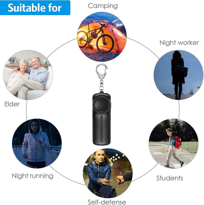 Safe Sound Personal Alarm Keychain for Women Protection - AMIR Safety Siren Keychain Loud Alarm - Personal Alert Device with LED Light - 130 dB Emergency Security Alert Key Chain Whistle, Black