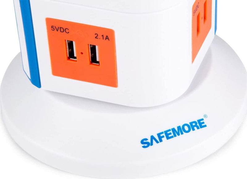 Safemore 2 Level VPS Origin Power Board Tower 240V 6 Outlets/4 USB Charger 2.1A