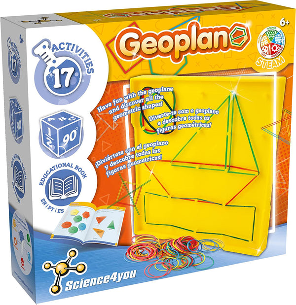 Science4you Geoboard with Rubber Bands - Montessori Educational Toy with 17 Activities for Kids - Ideal Geometry Kit with Geometric Shapes and Maths Games - School Toy for Kids Ages 6 7 8 9 10+