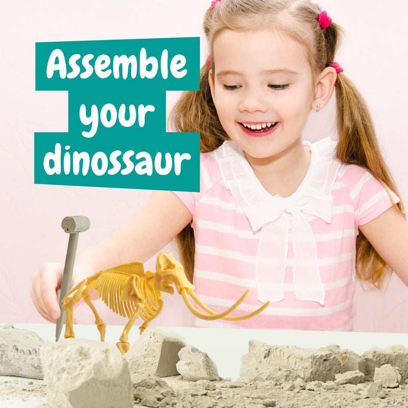 Science4you Mammoth Fossil Hunting Kit for Kids - Dig and Assemble The 17 Pieces Mammoth Fossil - Ideal Dinosaur Fossils Excavation Kit Toy for Fans of Jurassic, Archeology and Paleontology Sets