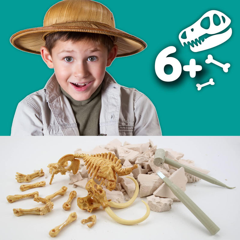 Science4you Mammoth Fossil Hunting Kit for Kids - Dig and Assemble The 17 Pieces Mammoth Fossil - Ideal Dinosaur Fossils Excavation Kit Toy for Fans of Jurassic, Archeology and Paleontology Sets